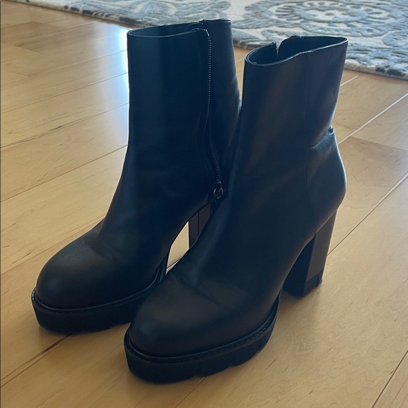 Black Leather Ankle Boots - Picture 1 of 6